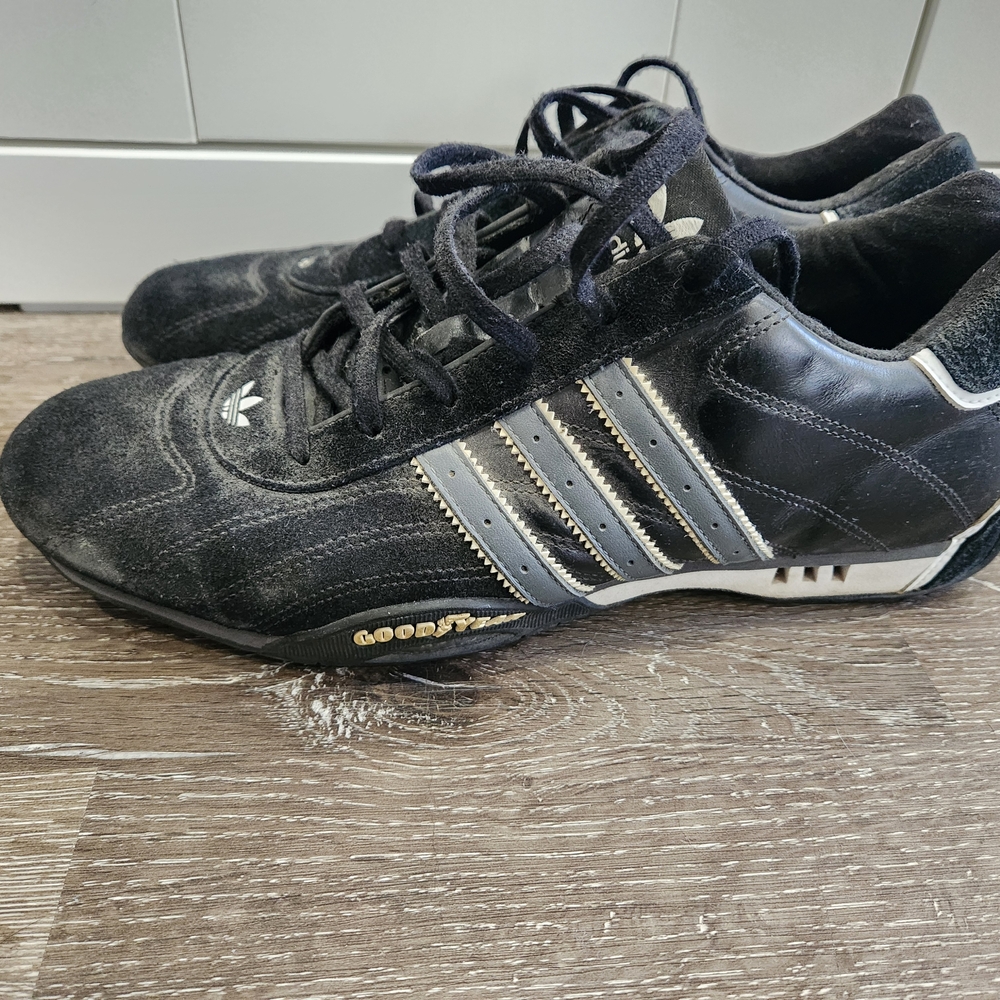 Adidas Men's Black and Silver Sneakers